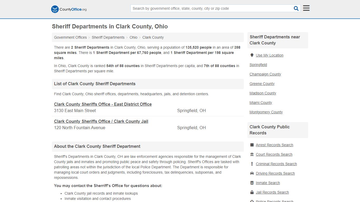 Sheriff Departments - Clark County, OH (Arrests, Jails & Auctions)